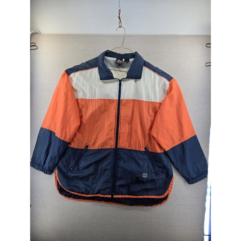 Vtg USA Olympic Windbreaker Jacket Size XL Color Block JC Penny Track Rain